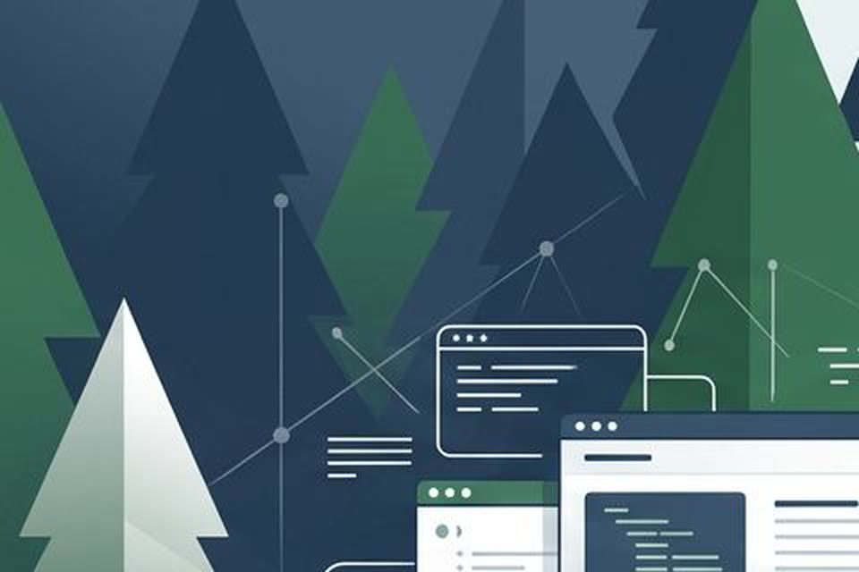Stackpine illustration: navy and green pine forest