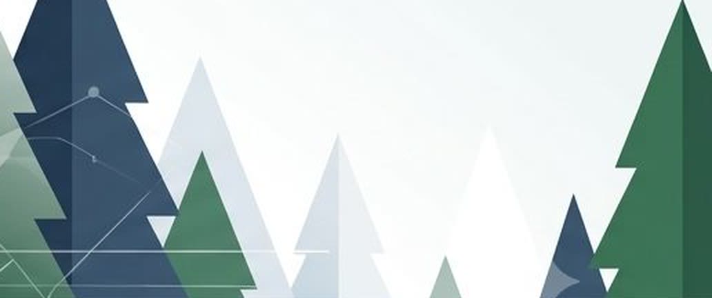 Stackpine illustration: a pine treeline in green and navy